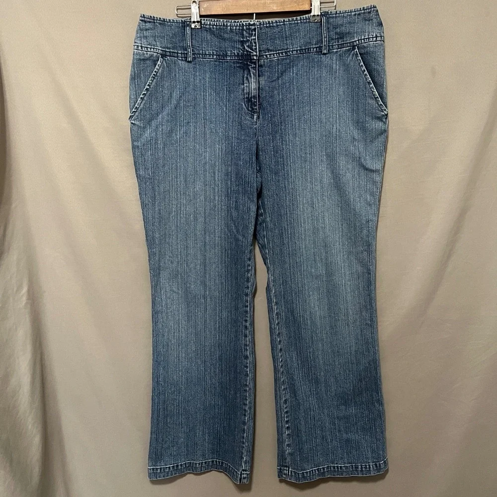 New‎ York & Company Y2K Bareback Denim Jeans Wide Leg Blue Size 18
